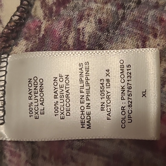 Daisy Fuentes Blouse, Pink, brown, & cream. XL. - Picture 7 of 8